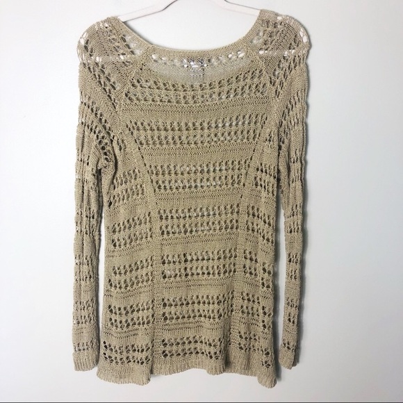⛔️SOLD⛔️Soft Surroundings Tan Open Knit Tunic Swea - Picture 5 of 8